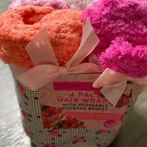 Betsey Johnson Hair Wrap Set with Reuseable Storage Basket